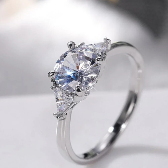 🔥OVAL CUT SILVER SOLITAIRE PROMISE WEDDING ENGAGEMENT RINGS, K762 - Picture 2 of 7